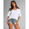 imageXIEERDUO Oversized T Shirts for Women Summer Short Sleeve Tops Loose Scook NeckWhite