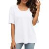 imageXIEERDUO Oversized T Shirts for Women Summer Short Sleeve Tops Loose Scook NeckWhite