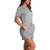 imageXIEERDUO Rompers for Women 2024 Summer Crewneck Short Jumpsuit Casual Loose Short Sleeve One Piece Outfits with PocketsConcrete Grey