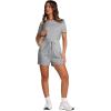 imageXIEERDUO Rompers for Women 2024 Summer Crewneck Short Jumpsuit Casual Loose Short Sleeve One Piece Outfits with PocketsConcrete Grey