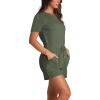 imageXIEERDUO Rompers for Women 2024 Summer Crewneck Short Jumpsuit Casual Loose Short Sleeve One Piece Outfits with PocketsGrey Olive