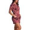 imageXIEERDUO Rompers for Women 2024 Summer Crewneck Short Jumpsuit Casual Loose Short Sleeve One Piece Outfits with PocketsPink Tie Dye