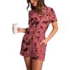 imageXIEERDUO Rompers for Women 2024 Summer Crewneck Short Jumpsuit Casual Loose Short Sleeve One Piece Outfits with PocketsPink Tie Dye