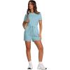imageXIEERDUO Rompers for Women 2024 Summer Crewneck Short Jumpsuit Casual Loose Short Sleeve One Piece Outfits with PocketsWater Blue
