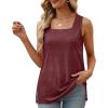 imageXIEERDUO Summer Tank Tops for Women Square Neck Loose Fit Casual Fashion Flowy Sleeveless01abrown Red