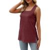 imageXIEERDUO Summer Tank Tops for Women Square Neck Loose Fit Casual Fashion Flowy Sleeveless01abrown Red