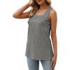 imageXIEERDUO Summer Tank Tops for Women Square Neck Loose Fit Casual Fashion Flowy Sleeveless01agrey