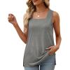 imageXIEERDUO Summer Tank Tops for Women Square Neck Loose Fit Casual Fashion Flowy Sleeveless01agrey