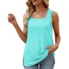imageXIEERDUO Summer Tank Tops for Women Square Neck Loose Fit Casual Fashion Flowy Sleeveless01alake Green