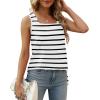 imageXIEERDUO Summer Tank Tops for Women Square Neck Loose Fit Casual Fashion Flowy Sleeveless01bblack Stripe