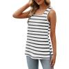imageXIEERDUO Summer Tank Tops for Women Square Neck Loose Fit Casual Fashion Flowy Sleeveless01bblack Stripe