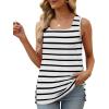 imageXIEERDUO Summer Tank Tops for Women Square Neck Loose Fit Casual Fashion Flowy Sleeveless01bblack Stripe