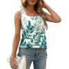 imageXIEERDUO Summer Tank Tops for Women Square Neck Loose Fit Casual Fashion Flowy Sleeveless01bgreen Leaves