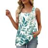 imageXIEERDUO Summer Tank Tops for Women Square Neck Loose Fit Casual Fashion Flowy Sleeveless01bgreen Leaves