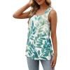 imageXIEERDUO Summer Tank Tops for Women Square Neck Loose Fit Casual Fashion Flowy Sleeveless01bgreen Leaves