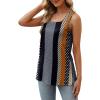 imageXIEERDUO Summer Tank Tops for Women Square Neck Loose Fit Casual Fashion Flowy Sleeveless01black Orange Multi