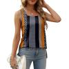 imageXIEERDUO Summer Tank Tops for Women Square Neck Loose Fit Casual Fashion Flowy Sleeveless01black Orange Multi