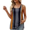 imageXIEERDUO Summer Tank Tops for Women Square Neck Loose Fit Casual Fashion Flowy Sleeveless01black Orange Multi
