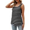 imageXIEERDUO Summer Tank Tops for Women Square Neck Loose Fit Casual Fashion Flowy Sleeveless01bwhite Stripe