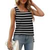 imageXIEERDUO Summer Tank Tops for Women Square Neck Loose Fit Casual Fashion Flowy Sleeveless01bwhite Stripe