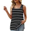 imageXIEERDUO Summer Tank Tops for Women Square Neck Loose Fit Casual Fashion Flowy Sleeveless01bwhite Stripe
