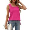 imageXIEERDUO Summer Tank Tops for Women Square Neck Loose Fit Casual Fashion Flowy Sleeveless02deep Pink