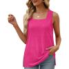 imageXIEERDUO Summer Tank Tops for Women Square Neck Loose Fit Casual Fashion Flowy Sleeveless02deep Pink