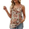 imageXIEERDUO Summer Tank Tops for Women Square Neck Loose Fit Casual Fashion Flowy Sleeveless03floral Brown
