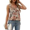 imageXIEERDUO Summer Tank Tops for Women Square Neck Loose Fit Casual Fashion Flowy Sleeveless03floral Brown