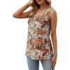 imageXIEERDUO Summer Tank Tops for Women Square Neck Loose Fit Casual Fashion Flowy Sleeveless03floral Brown