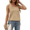 imageXIEERDUO Summer Tank Tops for Women Square Neck Loose Fit Casual Fashion Flowy Sleeveless03khaki