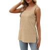 imageXIEERDUO Summer Tank Tops for Women Square Neck Loose Fit Casual Fashion Flowy Sleeveless03khaki
