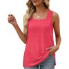 imageXIEERDUO Summer Tank Tops for Women Square Neck Loose Fit Casual Fashion Flowy Sleeveless03red
