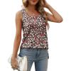 imageXIEERDUO Summer Tank Tops for Women Square Neck Loose Fit Casual Fashion Flowy Sleeveless03red White Flower