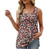imageXIEERDUO Summer Tank Tops for Women Square Neck Loose Fit Casual Fashion Flowy Sleeveless03red White Flower