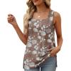 imageXIEERDUO Summer Tank Tops for Women Square Neck Loose Fit Casual Fashion Flowy Sleeveless04khaki Floral