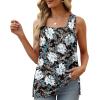 imageXIEERDUO Summer Tank Tops for Women Square Neck Loose Fit Casual Fashion Flowy Sleeveless05black Flower