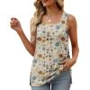 imageXIEERDUO Summer Tank Tops for Women Square Neck Loose Fit Casual Fashion Flowy SleevelessFloral
