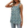 imageXIEERDUO Summer Tank Tops for Women Square Neck Loose Fit Casual Fashion Flowy SleevelessFloral Blue