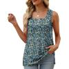 imageXIEERDUO Summer Tank Tops for Women Square Neck Loose Fit Casual Fashion Flowy SleevelessFloral Blue