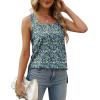 imageXIEERDUO Summer Tank Tops for Women Square Neck Loose Fit Casual Fashion Flowy SleevelessFloral Blue