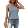 imageXIEERDUO Summer Tank Tops for Women Square Neck Loose Fit Casual Fashion Flowy SleevelessGrey Blue