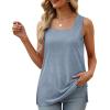 imageXIEERDUO Summer Tank Tops for Women Square Neck Loose Fit Casual Fashion Flowy SleevelessGrey Blue