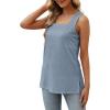imageXIEERDUO Summer Tank Tops for Women Square Neck Loose Fit Casual Fashion Flowy SleevelessGrey Blue