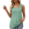 imageXIEERDUO Summer Tank Tops for Women Square Neck Loose Fit Casual Fashion Flowy SleevelessGrey Green