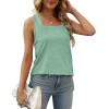 imageXIEERDUO Summer Tank Tops for Women Square Neck Loose Fit Casual Fashion Flowy SleevelessGrey Green