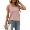 imageXIEERDUO Summer Tank Tops for Women Square Neck Loose Fit Casual Fashion Flowy SleevelessPink 2