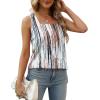 imageXIEERDUO Summer Tank Tops for Women Square Neck Loose Fit Casual Fashion Flowy SleevelessTiedye Brown