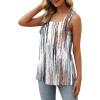 imageXIEERDUO Summer Tank Tops for Women Square Neck Loose Fit Casual Fashion Flowy SleevelessTiedye Brown