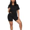 imageXIEERDUO Two Piece Outfits For Women Short Sleeve Crew Neck Bodycon Shorts Set